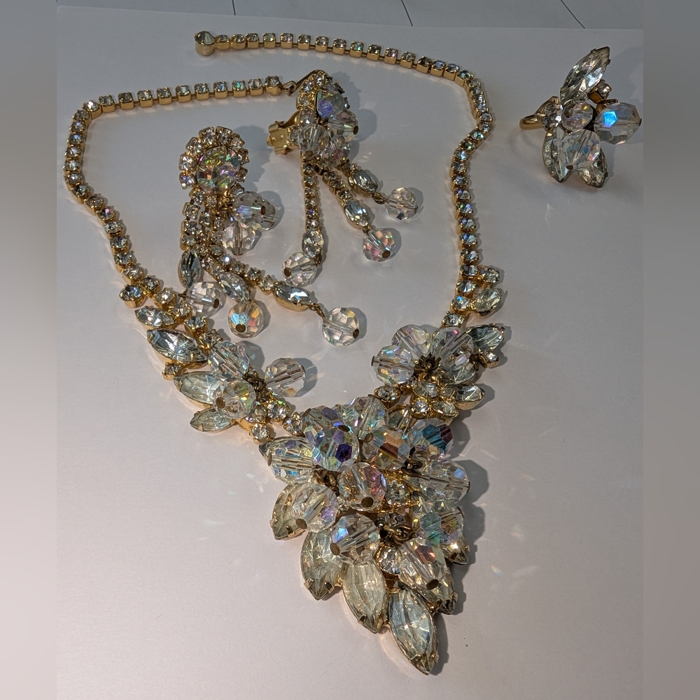 EVC 4 PIECE JULIANA GOLD TONE CLEAR & AB RHINESTONES - Picture 4 of 13